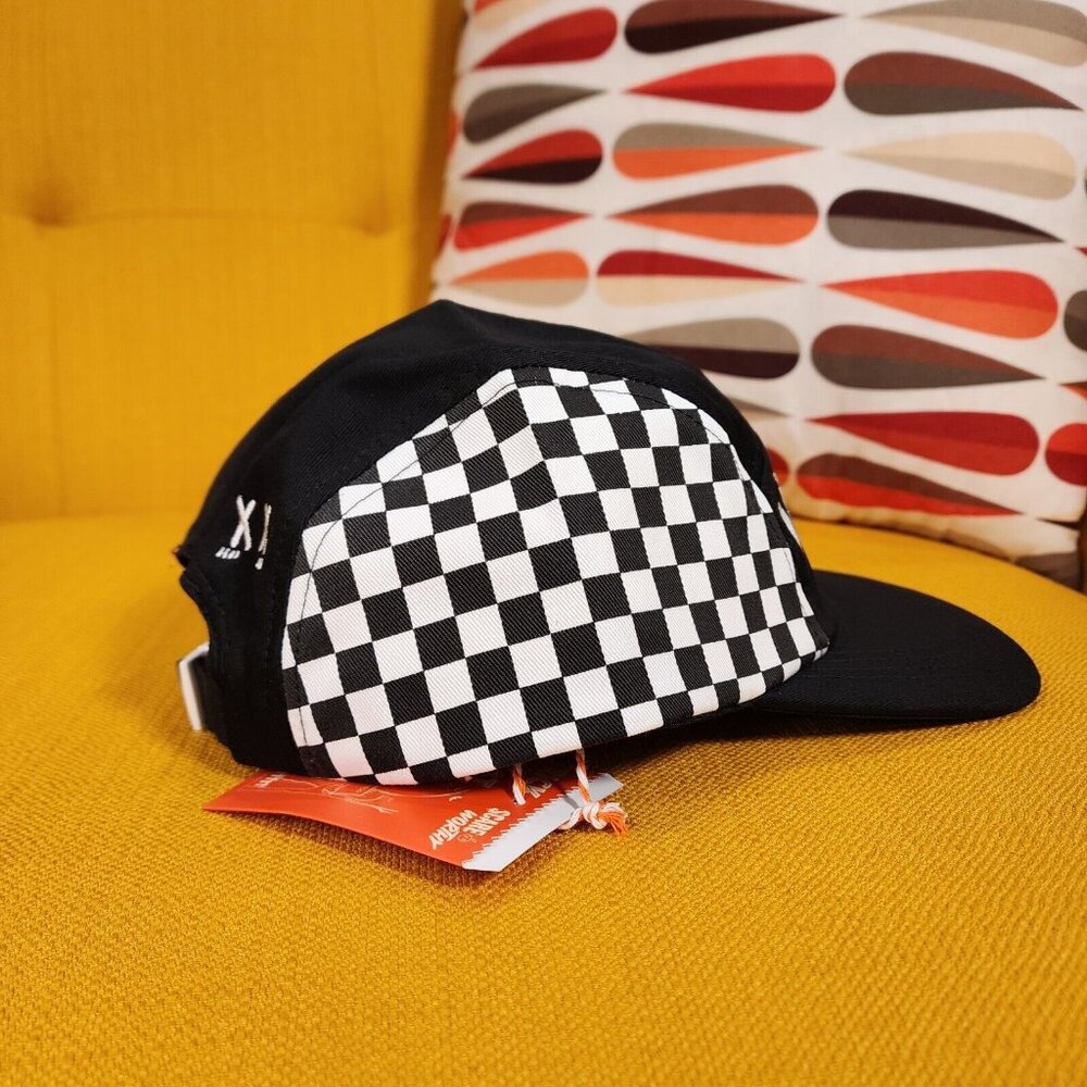 Cakeworthy Literally Dead 5 Panel Halloween Black & White Checker Baseball Cap - Picture 4 of 12